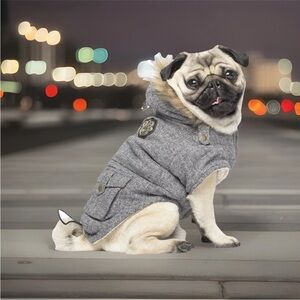 Canada PoochGray Dog Jacket with Hood Size 14